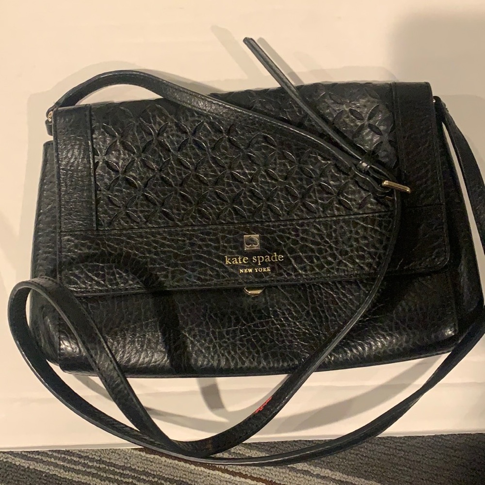 Kate Spade black leather cross body bag